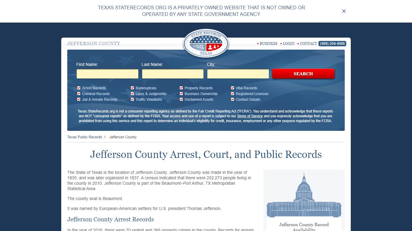 Jefferson County Arrest, Court, and Public Records