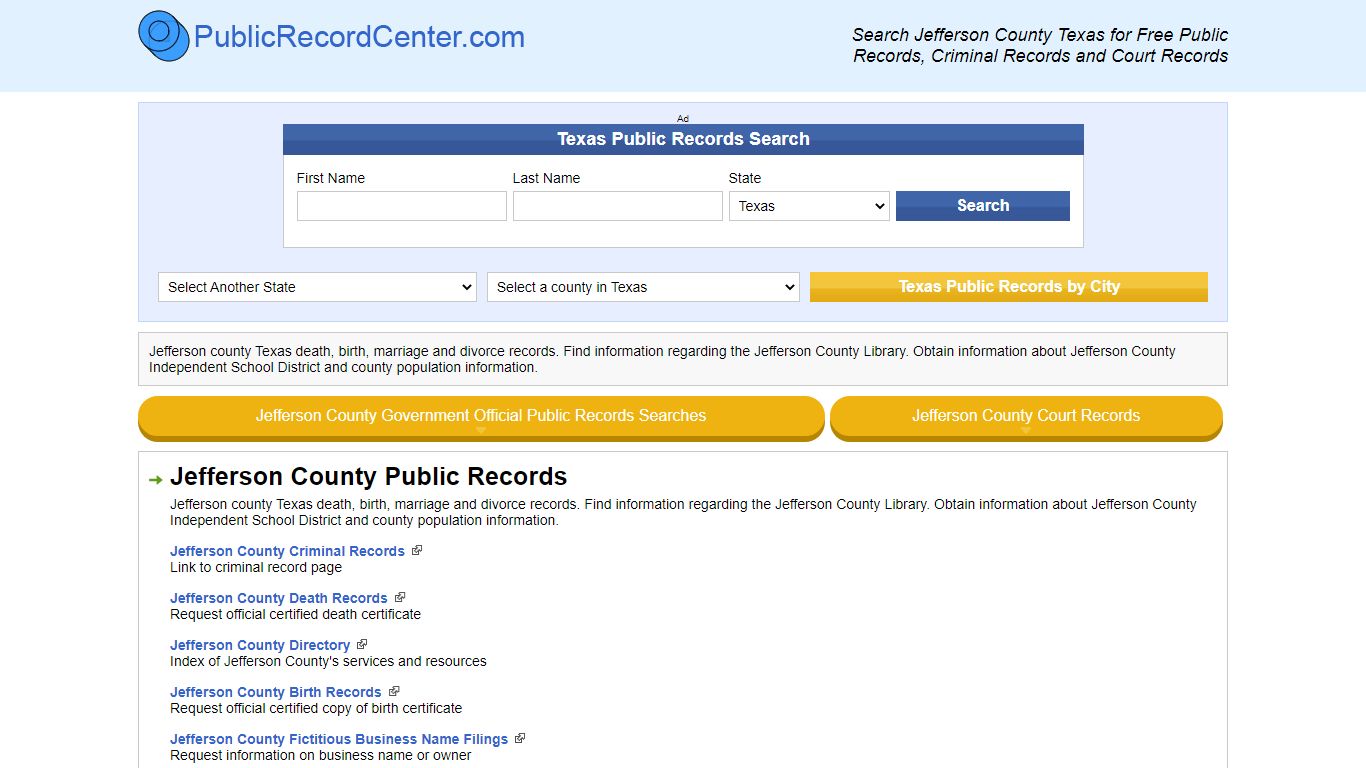 Jefferson County Texas Free Public Records - Court Records ...